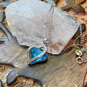 Always My Sister Forever My Friend Sterling Silver Crystal Heart Necklace